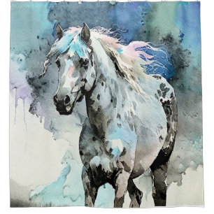 Fröhliche Appaloosa-Stute Aquarell Duschvorhang