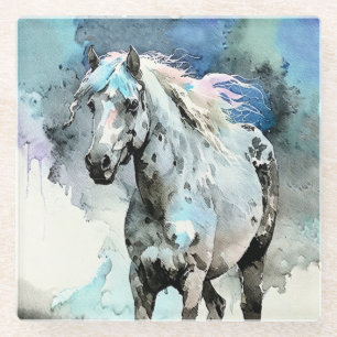 Fröhliche Appaloosa-Stute Aquarell Glasuntersetzer