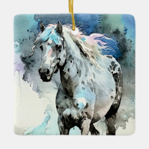 Fröhliche Appaloosa-Stute Aquarell Keramikornament