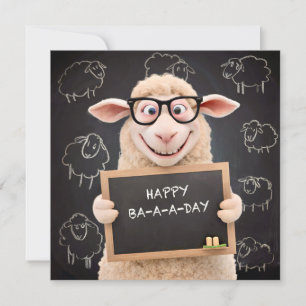 Fröhliche Baaaday lustige Schaf Flach Grußkarte Karte