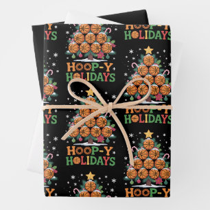Fröhliche Basketball-Weihnachtsferien Sport Geschenkpapier Set