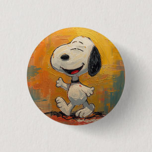 Fröhliche Beagle-Hund-Pop-Art-Malerei Button