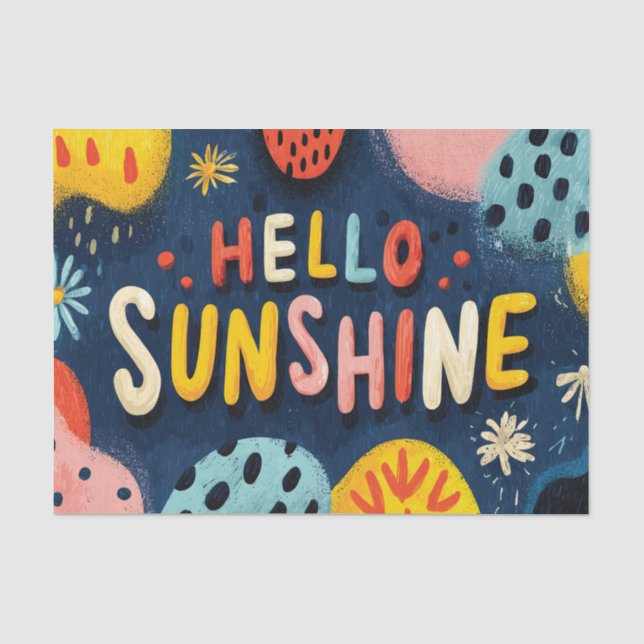 Fröhliche Begrüßung "Hallo Sunshine" Seidenpapier (Vorderseite)