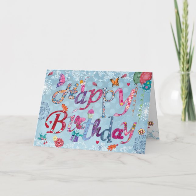 Fröhliche Blaue Hand geschrieben Geburtstag Funny  Karte (Vorderseite)