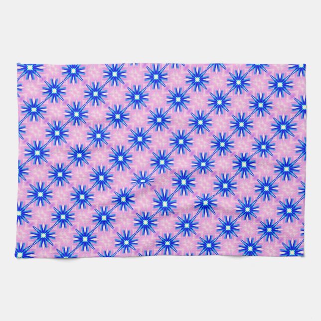 fröhliche blaue Sterne auf rosa Handtuch (Horizontal)