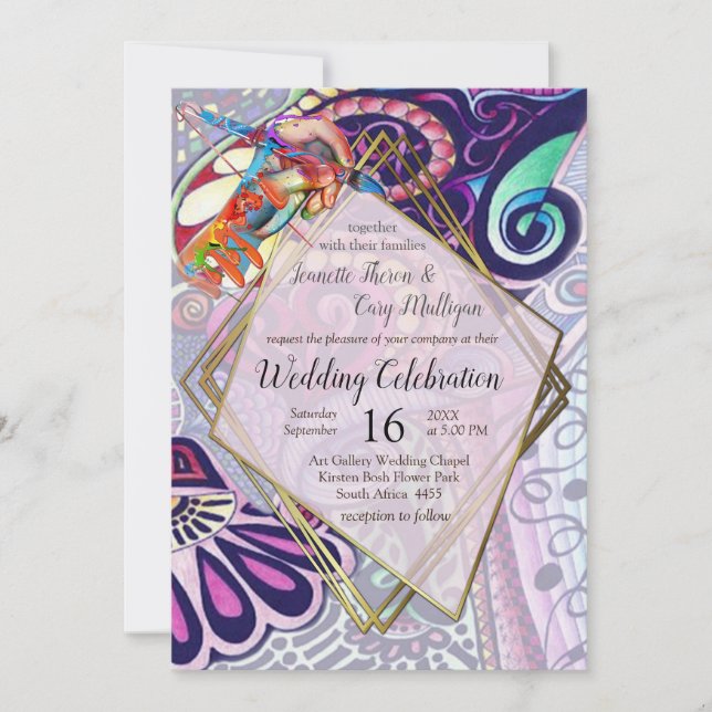 Fröhliche Blauer Künstler Party Doodle Creation Einladung (Vorderseite)