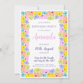 Fröhliche Blossom Border Birthday Party Einladung