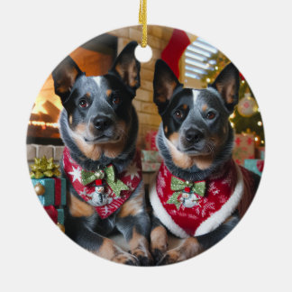 Fröhliche Blue Heeler Weihnachten! Keramik Ornament