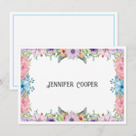 Fröhliche Blume Border Individuelle Name Note Card Mitteilungskarte