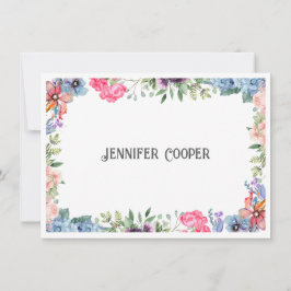 Fröhliche Blume Grenz Individuelle Name Mitteilungskarte
