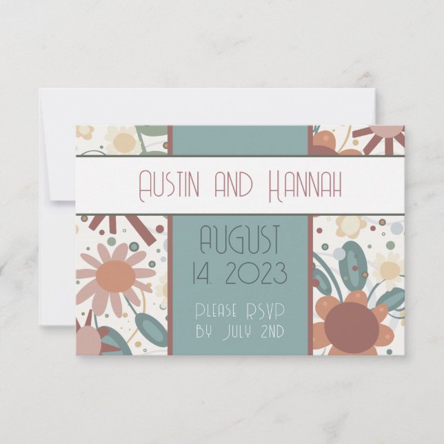 Fröhliche Blume Inspirivity UAWG Simple Elegant RSVP Karte (Vorderseite)