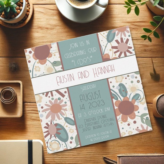 Fröhliche Blume Inspirivity Wedding Modern Fun Einladung (Von Creator hochgeladen)