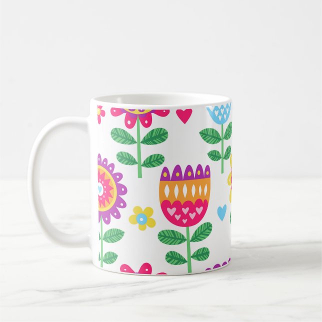 Fröhliche Blume Vintages Farbmuster Kaffeetasse (Links)