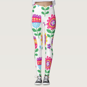 Fröhliche Blume Vintages Farbmuster Leggings