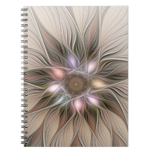 Fröhliche Blumen Abstract Beige Braun Floral Frakt Notizblock