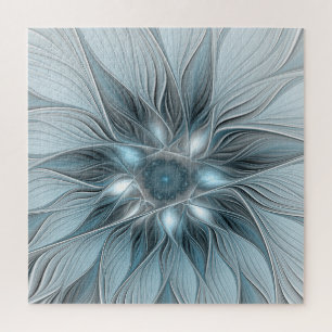 Fröhliche Blumen-Abstrakt Blau-Grau-Blumen-Fraktal