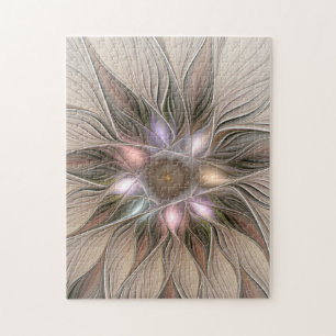 Fröhliche Blumen-Abstrakte Beige Braun Floral Frak