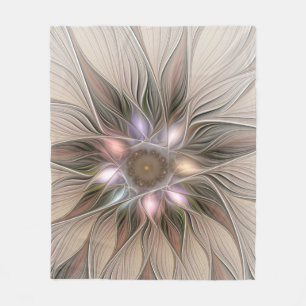 Fröhliche Blumen-Abstrakte Beige Braun Floral Frak Fleecedecke