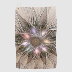Fröhliche Blumen-Abstrakte Beige Braun Floral Frak Golfhandtuch