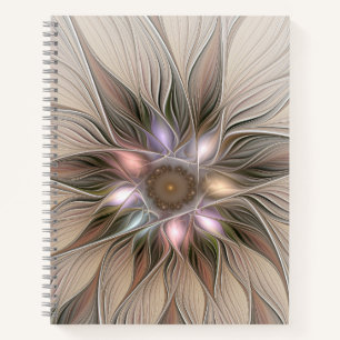 Fröhliche Blumen-Abstrakte Beige Braun Floral Frak Notizbuch
