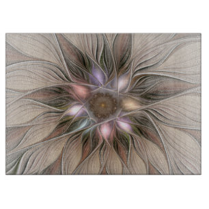 Fröhliche Blumen-Abstrakte Beige Braun Floral Frak Schneidebrett
