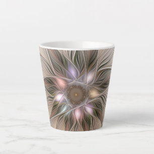Fröhliche Blumen-Abstraktion Beige Braun Floral Fr Milchtasse