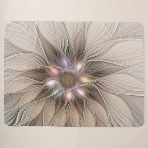 Fröhliche Blumen-Abstraktion Beige Braun Floral Fr Sherpadecke