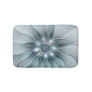 Fröhliche Blumen-Abstraktion Blaugrau Floral Frakt Badematte