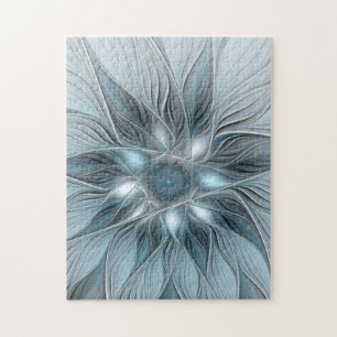 Fröhliche Blumen-Abstraktion Blaugraue Florale Fra