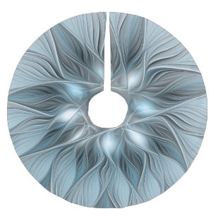 Fröhliche Blumen-Abstraktion Blaugraue Florale Fra Polyester Weihnachtsbaumdecke