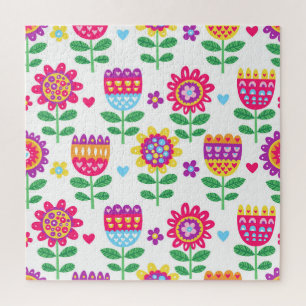 Fröhliche Blumen Vintage Farbige Muster