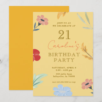 Fröhliche Blumengeburt Einladung