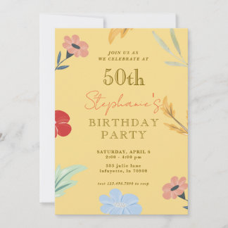 Fröhliche Blumenladen zum 50. Geburtstag Einladung