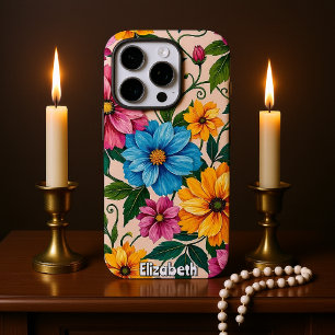 Fröhliche Blüten: Ein farbenfroher Blumenentwurf iPhone 16 Pro Hülle