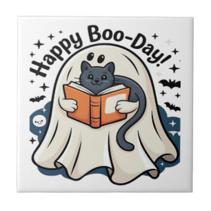 Fröhliche Boo-Day Geist-Katze PNG - Gruselig Süße  Fliese