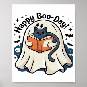 Fröhliche Boo-Day-Geisterkatze PNG - Gruselig süße Poster