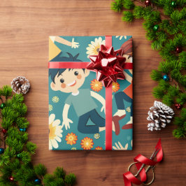 Fröhliche Boys Muster nach Muster Geschenkpapier