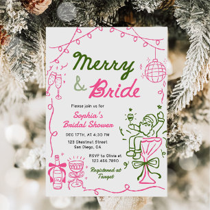 Fröhliche & Braut Handgezeichnete Weihnachten Brau Einladung