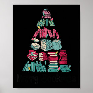 Fröhliche Buchweihnacht Bücher Nahe Baum Lustiger  Poster