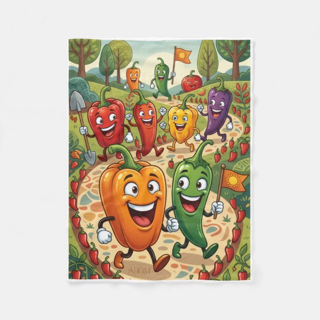 Fröhliche Bunte Paprika Im Garten Fleece-Decke Fleecedecke (Vorderseite)