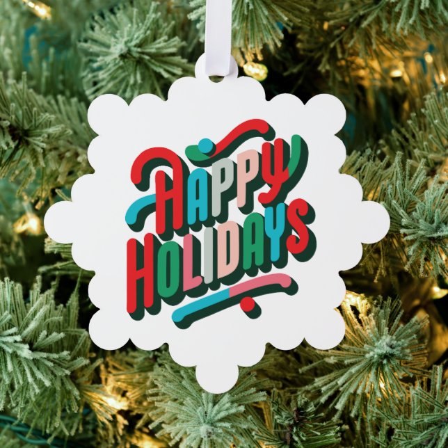 Fröhliche bunte Typografie-Happy Holidays Ornament Karte (Insitu (Baum))