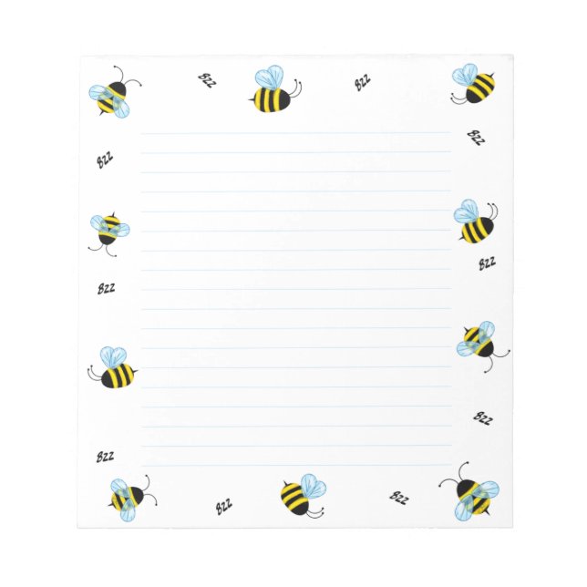 Fröhliche Buzzing Bienen reguliert Notizblock (Vorderseite)