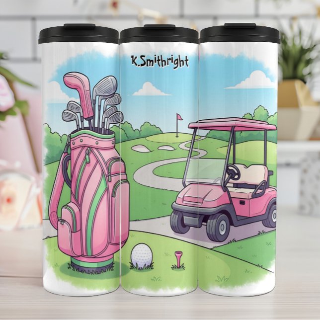 Fröhliche Cartoon Golf Szene Thermosbecher (Von Creator hochgeladen)