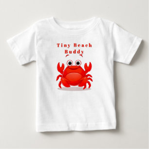 Fröhliche Cartoon-Rote Krabbe 🦀Süßes Ozean-Baby Baby T-shirt