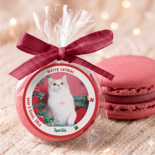 Fröhliche Catmas individuelle Pet-Foto-Weihnachts- Runder Aufkleber