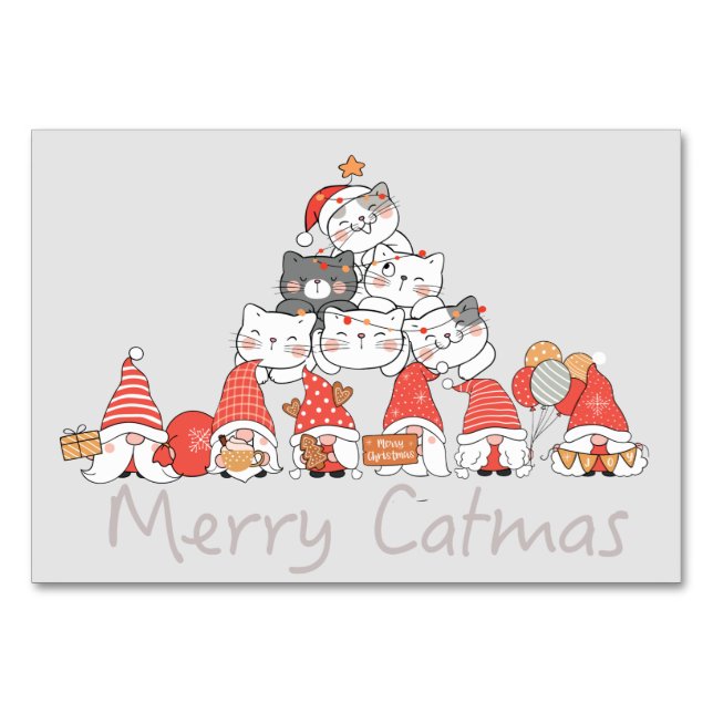 Fröhliche Catmas Niedlich Weihnachten Weihnachten  Tischnummer (Vorderseite)