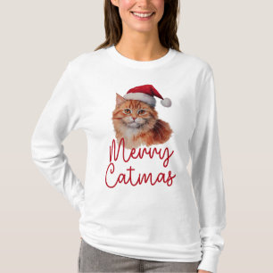 Fröhliche Catmas Niedliche Weihnachtskatze Womens  T-Shirt