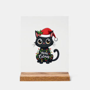 Fröhliche Catmas Schwarze Katze Weihnachtslicht Xm Acrylschild