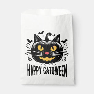 Fröhliche Catoween schwarze Katze Kürbiskopf Hallo Geschenktütchen