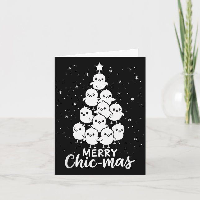 Fröhliche Chic-mas Süße Küken Weihnachtsbaum Lusti Karte (Vorderseite)